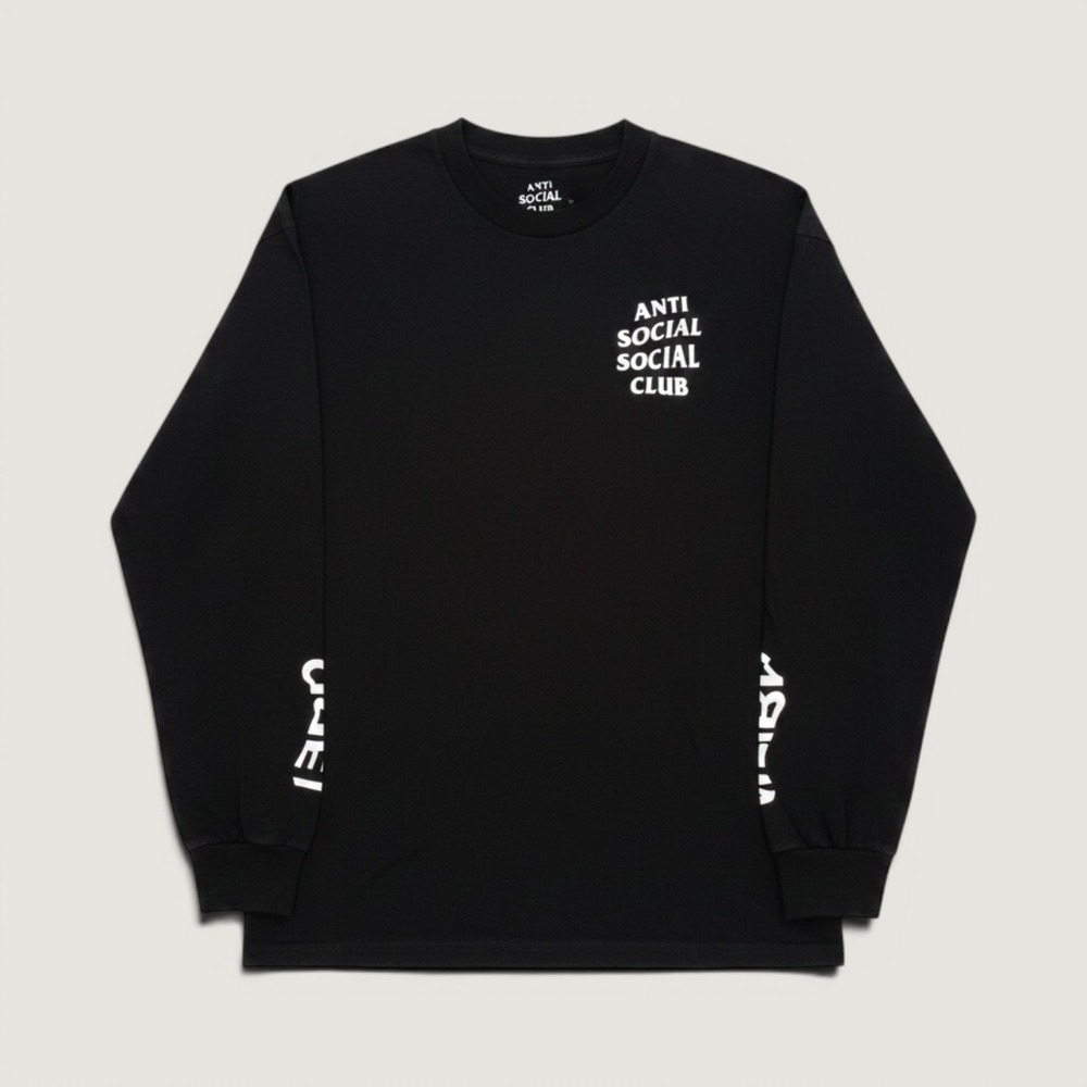 Anti Social Social Club T-Shirt Get Weird Long Sleeve Black Medium